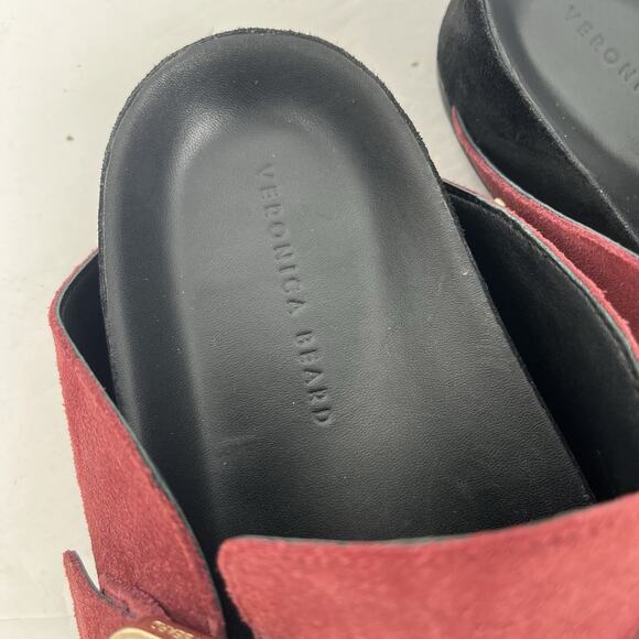 Veronica Beard Fern Suede Mule Clog Maroon Red Women's Size 9 - Picture 5 of 12